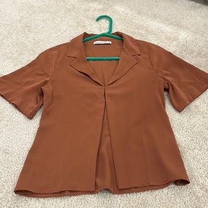 Women's Rust Short-Sleeve Button Front Blouse